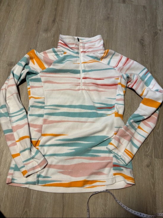 Columbia Tops - Columbia White Fleece Half-Zip with Teal, Pink & Mustard Stripes